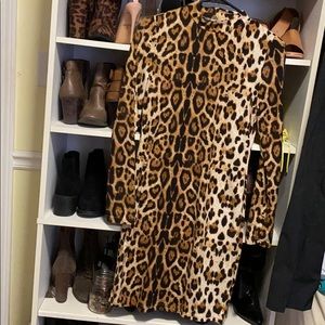 Cheetah long sleeve mini dress